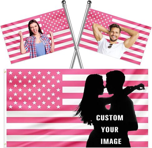 Custom Pink American Flag 3X5 Ft Personalized Flag Design Your Image Logo Photo Text Customized Flags for Indoor and Outdoor (Pink flag) in Saudi Arabia