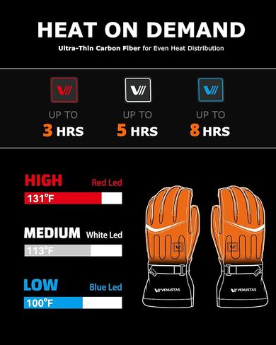 Venustas Heated Gloves& Women(Black, Large) & Heated Mittens(Black, Large) Bundle, Ultimate Hand Warming System with Finger Dexterity & Maximum Heat, 3-Heat Gloves & 14H Smart Mittens for All Winter A in Saudi Arabia