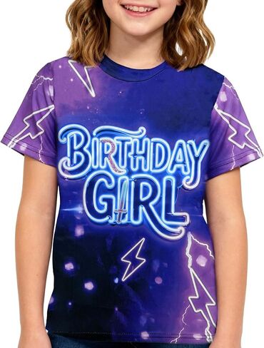 تي شيرتات برسومات عيد ميلاد للفتيات على طراز Kpop اللطيف، زي حفلة عيد ميلاد خيالي للفتيات، بأكمام قصيرة، فكرة هدية لمحبي K-pop in Kuwait