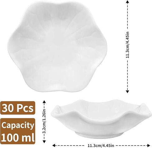 30 قطعة من طبق الحلقات، صينية حلية اللوتس من السيراميك الأبيض مقاس 4.5 بوصة هدية لوصيفة العروس، حامل مجوهرات صغير in Kuwait