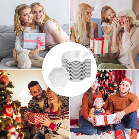 30 قطعة من طبق الحلقات، صينية حلية اللوتس من السيراميك الأبيض مقاس 4.5 بوصة هدية لوصيفة العروس، حامل مجوهرات صغير in Kuwait