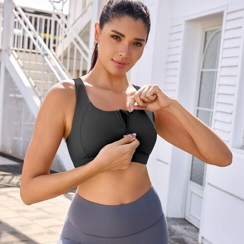 Vorcy Front Zipper Sports Bras Adjustable High Impact Sports Bras U Back High Support Yoga Bra with for Yoga & Gym Workouts in Saudi Arabia