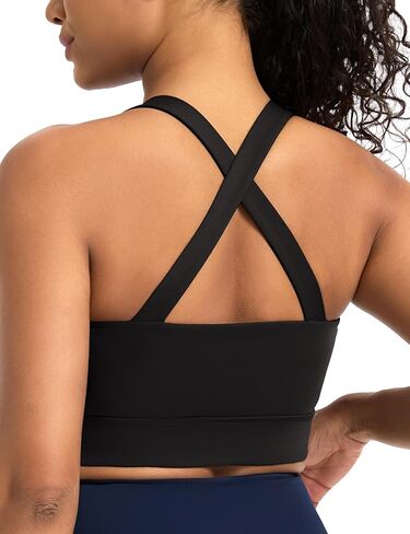 THE GYM PEOPLE Women's Cross Back Ruched Sports Bra V Neck Wide Straps Removable Pads Workout Yoga Crop Top in Saudi Arabia