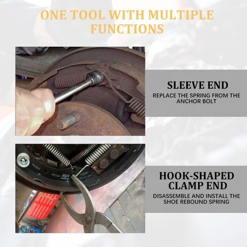 Brake Spring Pliers, Drum Brake Tool, Drum Double Ended Carbon Steel Vehicle Shoe Return Spring Installation Disassemble Tool, Auto Flexible Adjusting Pistonremoval Pliers for Most Cars in Saudi Arabia