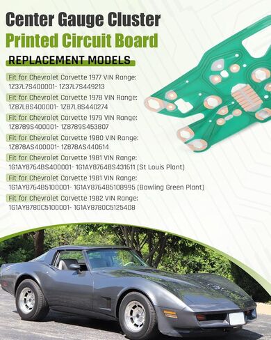 Center Gauge Cluster Printed Circuit Board Fits for Chevrolet Corvette C3 1977-1982, Fuel Gauge, Replacement 602505 in Saudi Arabia