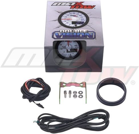 MaxTow Double Vision 4,000 PSI High Pressure Oil Pressure HPOP Gauge - Compatible with Power Stroke Diesel Engines 1994-2003 7.3L & 2003-2007 6.0L - White Gauge Face - Blue LED Dial - 2-1/16" 52mm in Kuwait