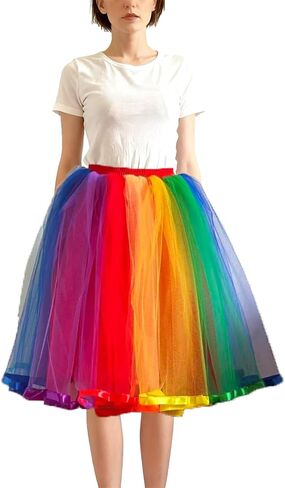 Womens Skirts Tutu Colorful Tulle Skirts Halloween Costumes Tutu Layered Tulle Dress in Saudi Arabia