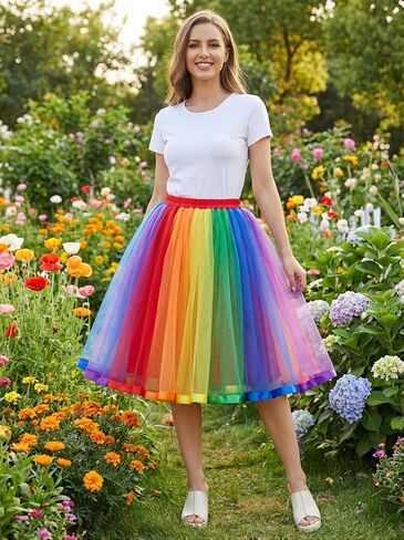 Womens Skirts Tutu Colorful Tulle Skirts Halloween Costumes Tutu Layered Tulle Dress in Saudi Arabia