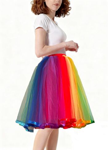 Womens Skirts Tutu Colorful Tulle Skirts Halloween Costumes Tutu Layered Tulle Dress in Saudi Arabia