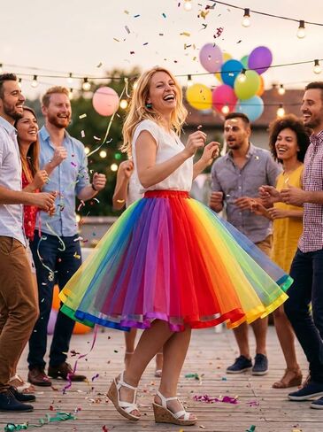 Womens Skirts Tutu Colorful Tulle Skirts Halloween Costumes Tutu Layered Tulle Dress in Saudi Arabia