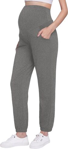 V VOCNI Maternity Joggers Pants Cinch Bottom Sweatpants Over The Belly Stretchy Workout Lounge Scrub Pregnancy Pants in Saudi Arabia
