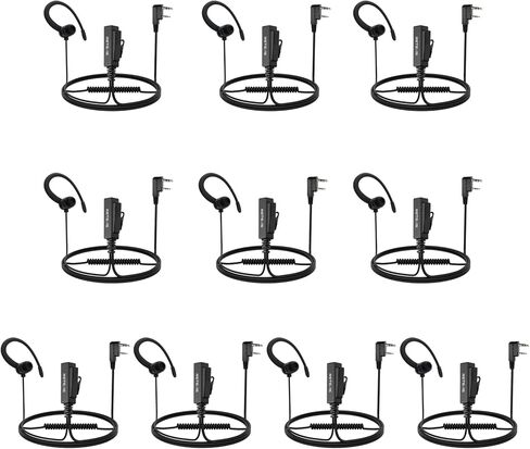 Retevis G Shape Walkie Talkie Earpiece with Mic, Big PTT RT22 RT68 H-777S RT22S RB68,Compatible with Baofeng BF-888S Arcshell pxton Walkie Talkie, 2 Pin 2 Way Radio Earpiece(10 Pack) in Saudi Arabia