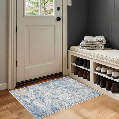 8x10 Area Rug Living Room Rugs - Washable Rug Large Modern Abstract Soft Thin Carpets Indoor Floor No Slip Vintage Carpet for Bedroom Under Dining Table Nursery Home Office Decor Blue in Saudi Arabia