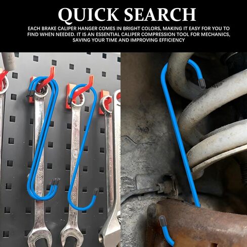 Car Brake Caliper Hooks, Brake Caliper Compression Tool, Brake Caliper Hangers with Rubber Tips, Car Rust-Proof Automotive Tools Universal for Braking, Axle, Suspension Work (Blue, 2PCS) in Saudi Arabia