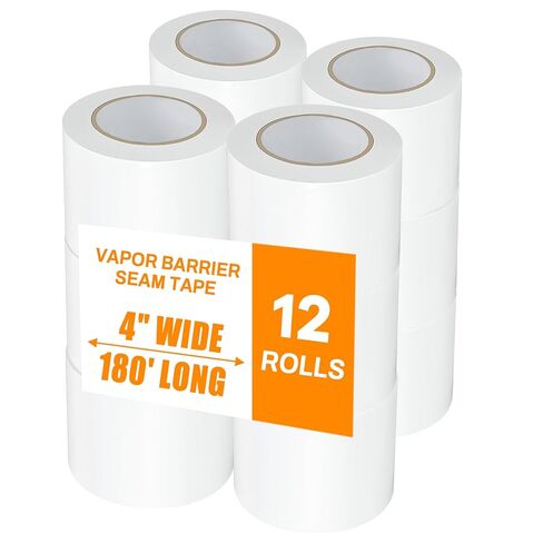 Zhenx 12 Pack, Vapor Barrier Tape, Vapor Barrier Seam Tape, Insulation Tape 4" Wide x 180' Long, PE Seal Tape 9 mm, for Crawlspaces Barriers Seal and Seam Insulation Repairs & Plastic Liners in Saudi Arabia