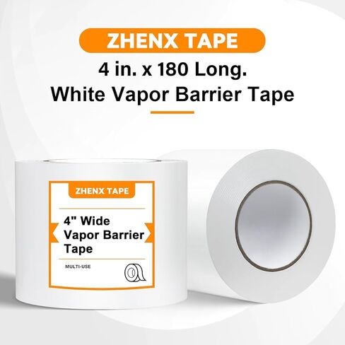 Zhenx 12 Pack, Vapor Barrier Tape, Vapor Barrier Seam Tape, Insulation Tape 4" Wide x 180' Long, PE Seal Tape 9 mm, for Crawlspaces Barriers Seal and Seam Insulation Repairs & Plastic Liners in Saudi Arabia