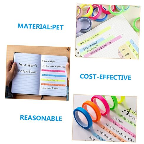 Gadpiparty 20Rolls Highlighter Tape Notepaper for Books Reading Tabs Removable Markers for Study School Supplies and Organization in Saudi Arabia