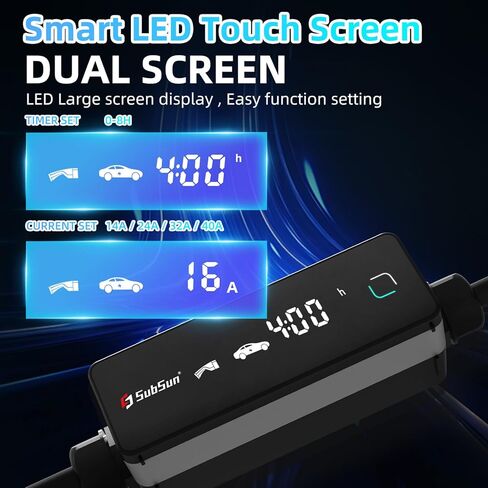 شاحن EV المستوى 2 40 أمبير 9.6 كيلو واط 240 فولت شاحن EV المستوى 2 مع شاشة LED ذكية، 14/24/32/40 أمبير، مؤقت تأخير 8 ساعات، شاحن سيارة كهربائي 25 قدم مع حقيبة NEMA 14-50P J1772 Evs in Kuwait