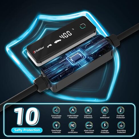 شاحن EV المستوى 2 40 أمبير 9.6 كيلو واط 240 فولت شاحن EV المستوى 2 مع شاشة LED ذكية، 14/24/32/40 أمبير، مؤقت تأخير 8 ساعات، شاحن سيارة كهربائي 25 قدم مع حقيبة NEMA 14-50P J1772 Evs in Kuwait