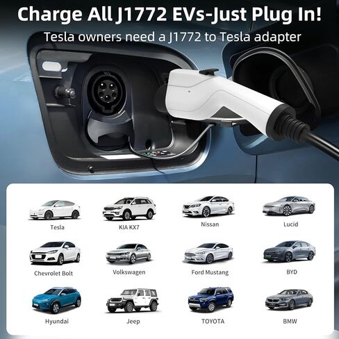 شاحن EV المستوى 2 40 أمبير 9.6 كيلو واط 240 فولت شاحن EV المستوى 2 مع شاشة LED ذكية، 14/24/32/40 أمبير، مؤقت تأخير 8 ساعات، شاحن سيارة كهربائي 25 قدم مع حقيبة NEMA 14-50P J1772 Evs in Kuwait
