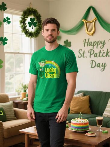تي شيرت Lucky Charm لعيد القديس باتريك - تي شيرت برسومات Lucky The Leprechaun عتيقة 100% قطن in Kuwait