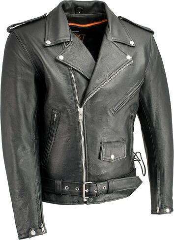 Mens Motorcycle Old School Police Style Classic Police style Patch access Leather Jacket in Saudi Arabia