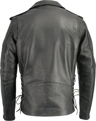 Mens Motorcycle Old School Police Style Classic Police style Patch access Leather Jacket in Saudi Arabia
