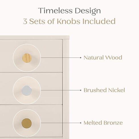 Delta Children Brooks 6 Drawer Dresser with Interlocking Drawers (Includes 3 Sets of Knobs – Choose from Natural, Brushed Nickel & Melted Bronze), Bianca White in Kuwait