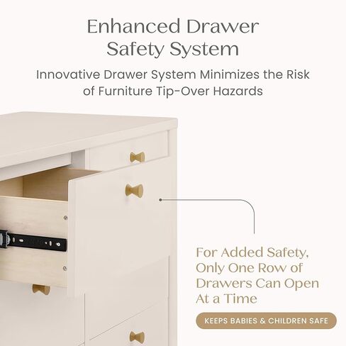 Delta Children Brooks 6 Drawer Dresser with Interlocking Drawers (Includes 3 Sets of Knobs – Choose from Natural, Brushed Nickel & Melted Bronze), Bianca White in Kuwait