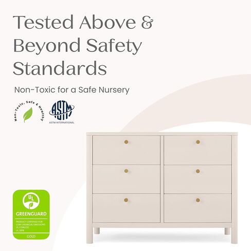 Delta Children Brooks 6 Drawer Dresser with Interlocking Drawers (Includes 3 Sets of Knobs – Choose from Natural, Brushed Nickel & Melted Bronze), Bianca White in Kuwait