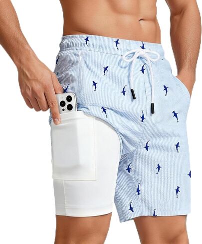 Men’s Swim Trunks with Compression Liner Quick-Dry Water-Resistant Board Shorts with Zipper Pockets, S-XXL in Saudi Arabia