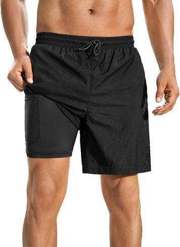 Men's Swim Trunks Quick Dry Board Shorts 7'' Beach Shorts with Liner & Zipper Pockets Swimwear Bathing Suit in Kuwait