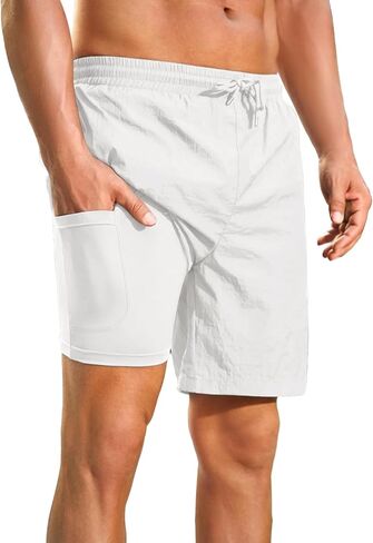 Men's Swim Trunks Quick Dry Board Shorts 7'' Beach Shorts with Liner & Zipper Pockets Swimwear Bathing Suit in Saudi Arabia