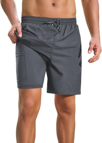 Men's Swim Trunks Quick Dry Board Shorts 7'' Beach Shorts with Liner & Zipper Pockets Swimwear Bathing Suit in Saudi Arabia