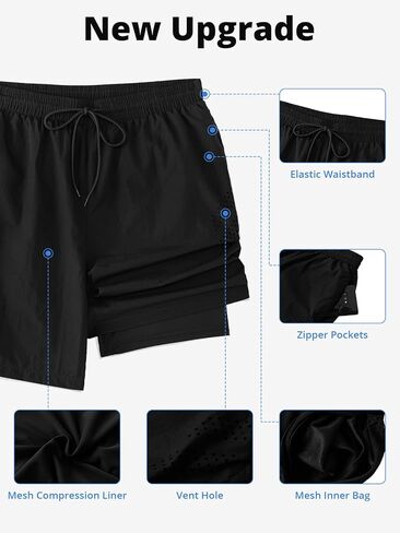 Men's Swim Trunks Quick Dry Board Shorts 7'' Beach Shorts with Liner & Zipper Pockets Swimwear Bathing Suit in Saudi Arabia
