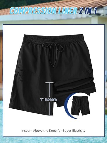 Men's Swim Trunks Quick Dry Board Shorts 7'' Beach Shorts with Liner & Zipper Pockets Swimwear Bathing Suit in Saudi Arabia