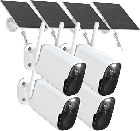 ELECCTV 2K QHD Solar Security Cameras Wireless Outdoor WiFi, 12000mah Battery, IP66 Waterproof, Two-Way Audio, Color Night Vision, Motion Sensor-2PACK BW4PLUS with Solar Panel in Saudi Arabia