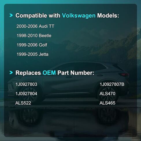 مستشعر سرعة عجلة ABS متوافق مع Volkswagen Jetta Beetle Golf Audi TT 1999 2000 2001 2002 2003 2004 2005 2006 الجزء الأمامي الخلفي، استبدال ALS470 ALS522 ALS465 1J0927803 1J0927807B 1J0927804 in Kuwait