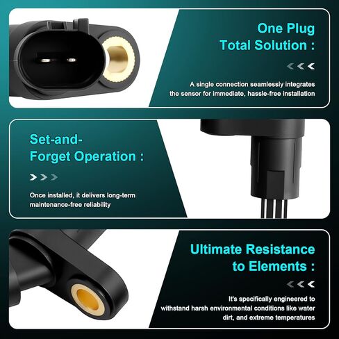 مستشعر سرعة عجلة ABS متوافق مع Volkswagen Jetta Beetle Golf Audi TT 1999 2000 2001 2002 2003 2004 2005 2006 الجزء الأمامي الخلفي، استبدال ALS470 ALS522 ALS465 1J0927803 1J0927807B 1J0927804 in Kuwait