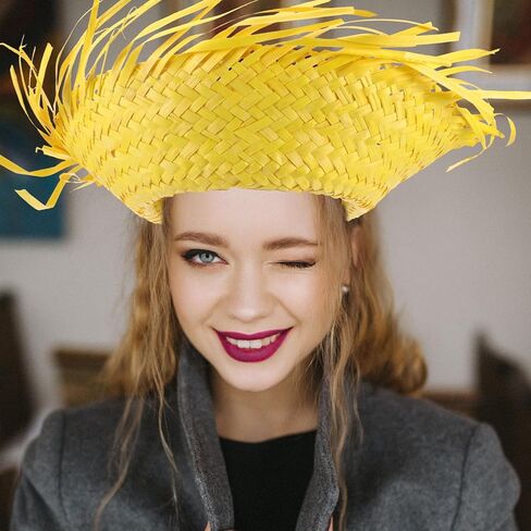 Angoily 2pcs Straw Luau Hats for Women Beach Hats Summer Sunscreen Handwoven Straw Costume Chicken Coop Sunflower Easter Party Decorations Outdoor Travel Vacation in Saudi Arabia