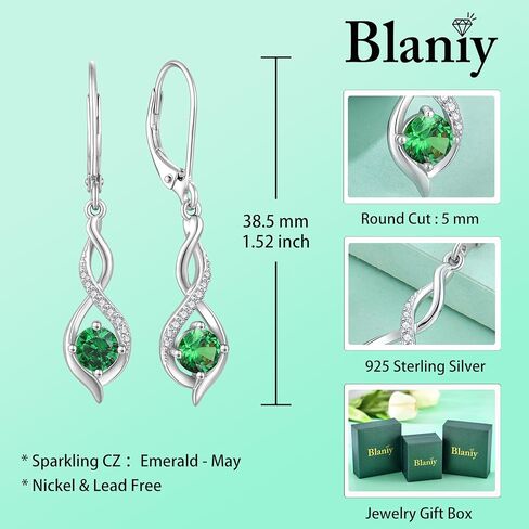 Infinity Jewelry Set 925 Sterling Silver Emerald Earrings Link Bracelet May Birthstone Jewelry Gifts for Women in Saudi Arabia