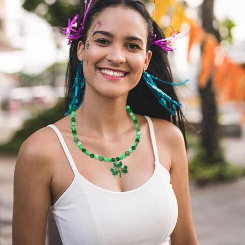 FAERLIIRY St. Patricks Day Earrings Necklaces Bracelets Beaded Bracelets Shamrock Necklaces Jewelry Set Green Clover Hat LUCKY Irish Party Parade Necklace in Saudi Arabia