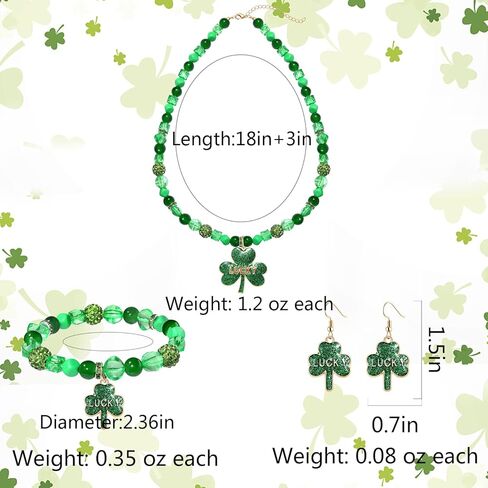 FAERLIIRY St. Patricks Day Earrings Necklaces Bracelets Beaded Bracelets Shamrock Necklaces Jewelry Set Green Clover Hat LUCKY Irish Party Parade Necklace in Saudi Arabia
