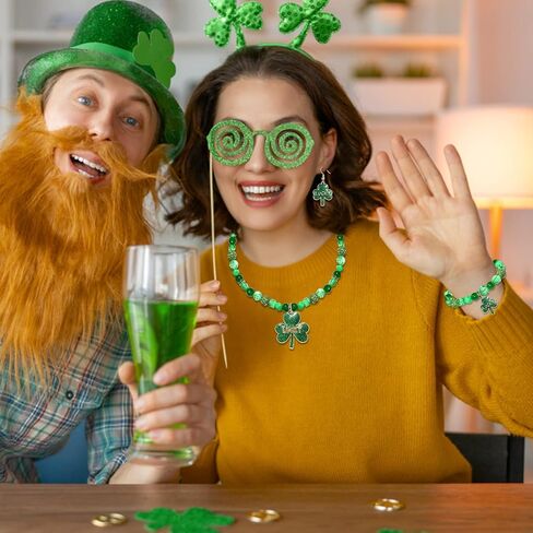 FAERLIIRY St. Patricks Day Earrings Necklaces Bracelets Beaded Bracelets Shamrock Necklaces Jewelry Set Green Clover Hat LUCKY Irish Party Parade Necklace in Saudi Arabia