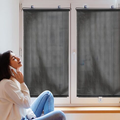 Toyvian No Drill Light Filtering Blinds, Blackout Blind Curtains with Suction Cups - PVC Plastic Film Material - Temporary Portable Roller Shades for Home Office Car (Black) in Saudi Arabia