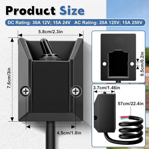 تبديل التبديل 12V 30A SPST 2 دبوس مقاوم للماء البحرية الصف الثقيلة على إيقاف التبديل مع غطاء الحذاء و 2FT قبل السلكية للسيارات قارب شاحنة RV in Kuwait