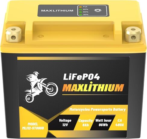 بطارية ليثيوم للدراجات النارية 12 فولت 8 أمبير 480 أمبير، بطارية BMS LiFePO4 Powersport الذكية تحل محل YTX12-BS، YTX14-BS، YTX16-BS، YTX20L-BS، متوافقة مع ATV، UTV، الثلج، القوارب البخارية، جزازة العشب in Kuwait