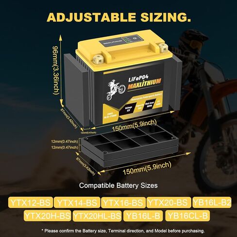 بطارية ليثيوم للدراجات النارية 12 فولت 8 أمبير 480 أمبير، بطارية BMS LiFePO4 Powersport الذكية تحل محل YTX12-BS، YTX14-BS، YTX16-BS، YTX20L-BS، متوافقة مع ATV، UTV، الثلج، القوارب البخارية، جزازة العشب in Kuwait