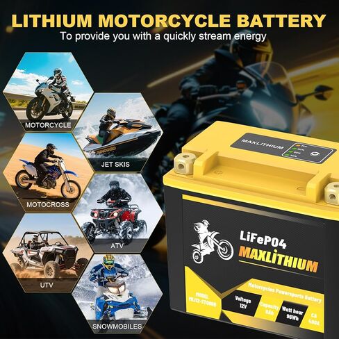 بطارية ليثيوم للدراجات النارية 12 فولت 8 أمبير 480 أمبير، بطارية BMS LiFePO4 Powersport الذكية تحل محل YTX12-BS، YTX14-BS، YTX16-BS، YTX20L-BS، متوافقة مع ATV، UTV، الثلج، القوارب البخارية، جزازة العشب in Kuwait