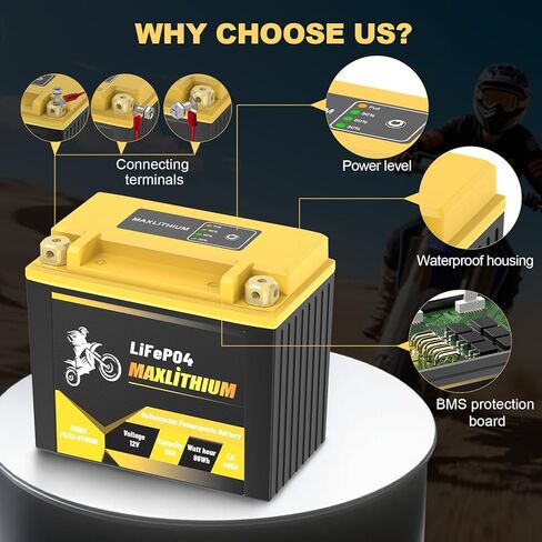 بطارية ليثيوم للدراجات النارية 12 فولت 8 أمبير 480 أمبير، بطارية BMS LiFePO4 Powersport الذكية تحل محل YTX12-BS، YTX14-BS، YTX16-BS، YTX20L-BS، متوافقة مع ATV، UTV، الثلج، القوارب البخارية، جزازة العشب in Kuwait